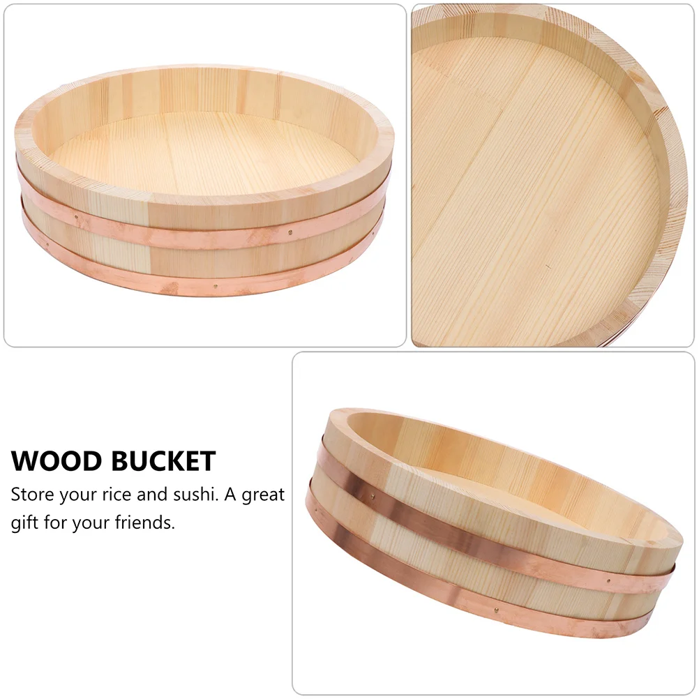 

Sushi Rice Bucket Japanese Wooden Mixing Tub Hangiri for Cooling Rice Salad Making Wood Bowl Bucket Oke Accessory