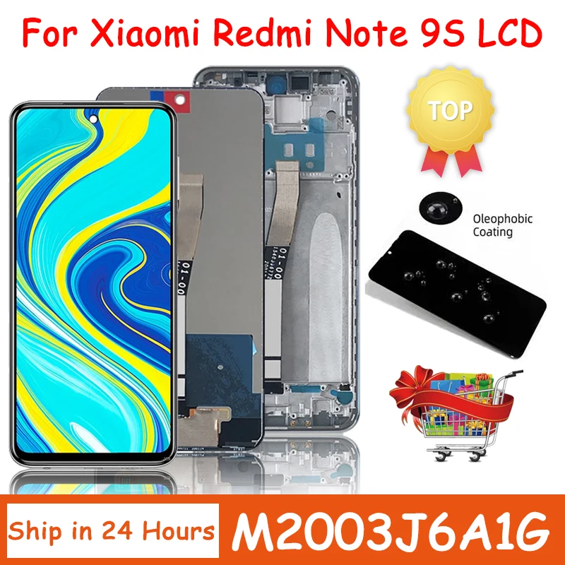 AAA+ Quality for Xiaomi Redmi Note 9S Note9s M2003J6A1G LCD Display Touch Screen with Frame for Redmi Note 9 Pro 9Pro M2003J6B2G