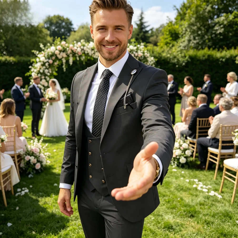 

Оранжевый мужской костюм-тройка Slim Fit для свадьбы, торжественных мероприятий и деловых встреч: пиджак + жилет + брюки