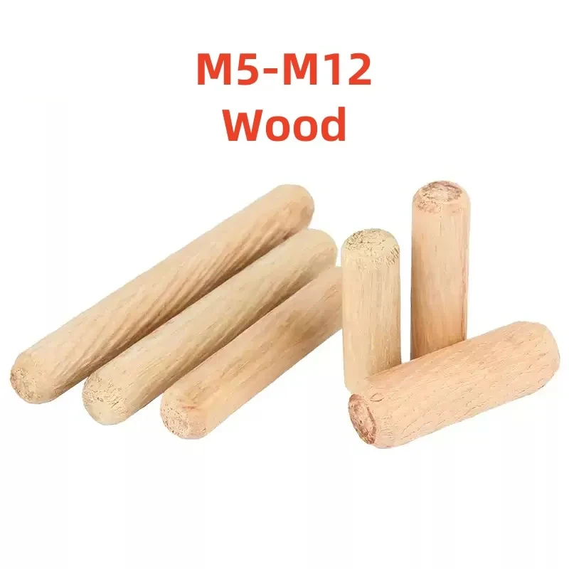 Round Fluted Wood Dowel Pin M5 to M12 Woodworking Craft Studs For Cabinet Drawer Furniture Assembly