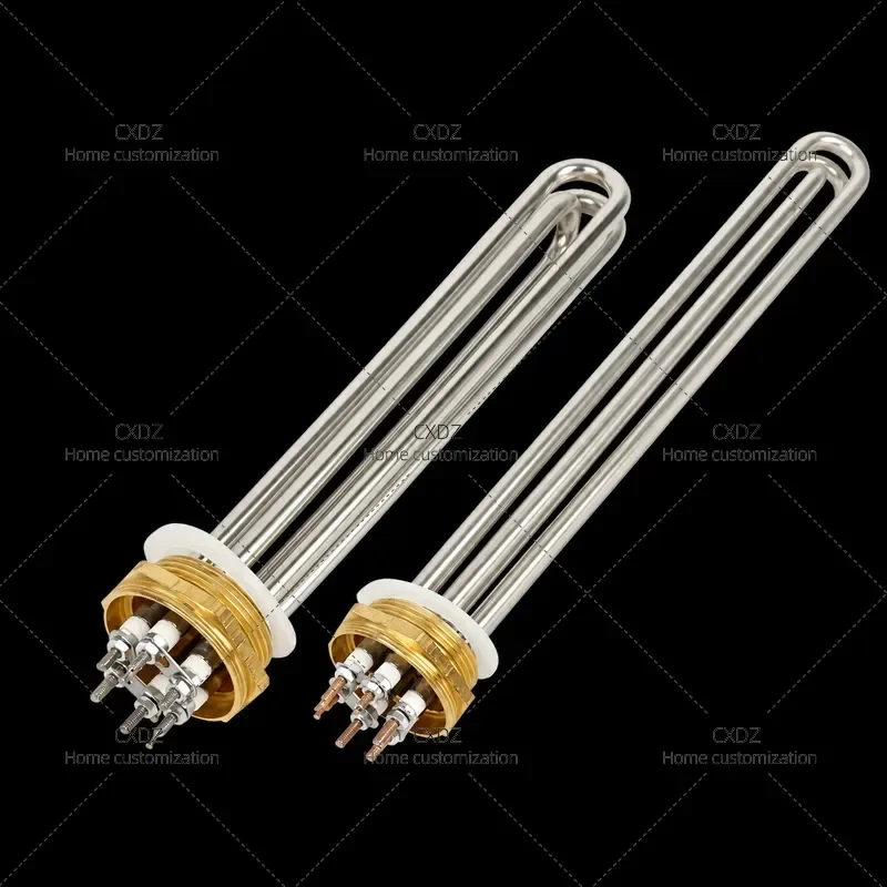 Copper Head Steel Pipe Heating Rod DN40 50 Water Tank Electric Heater Industrial High Power 380V 220V 6KW 9KW 12KW