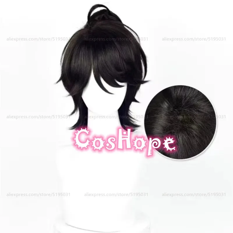 كاندي 2025IDV سجين OPH لوكا بالسا 35 سنتيمتر قصيرة مع ذيل حصان شعر مستعار أسود تأثيري أنيمي الباروكات مقاومة للحرارة الاصطناعية