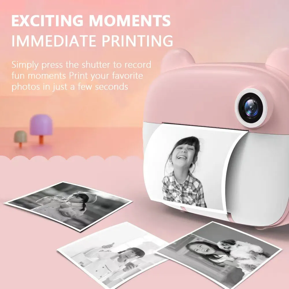 Kinderen Digitale Camera Instant Print Voor Kinderen Thermische Print Camera Instant Foto Afdrukken Camera Video Speelgoed + 32G Geheugenkaart