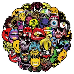 50PCS Halloween Horror Ghost Face Graffiti Stickers DIY Scooter Trolley Box Car Motorcycle Helmet Waterproof Sticker Toy