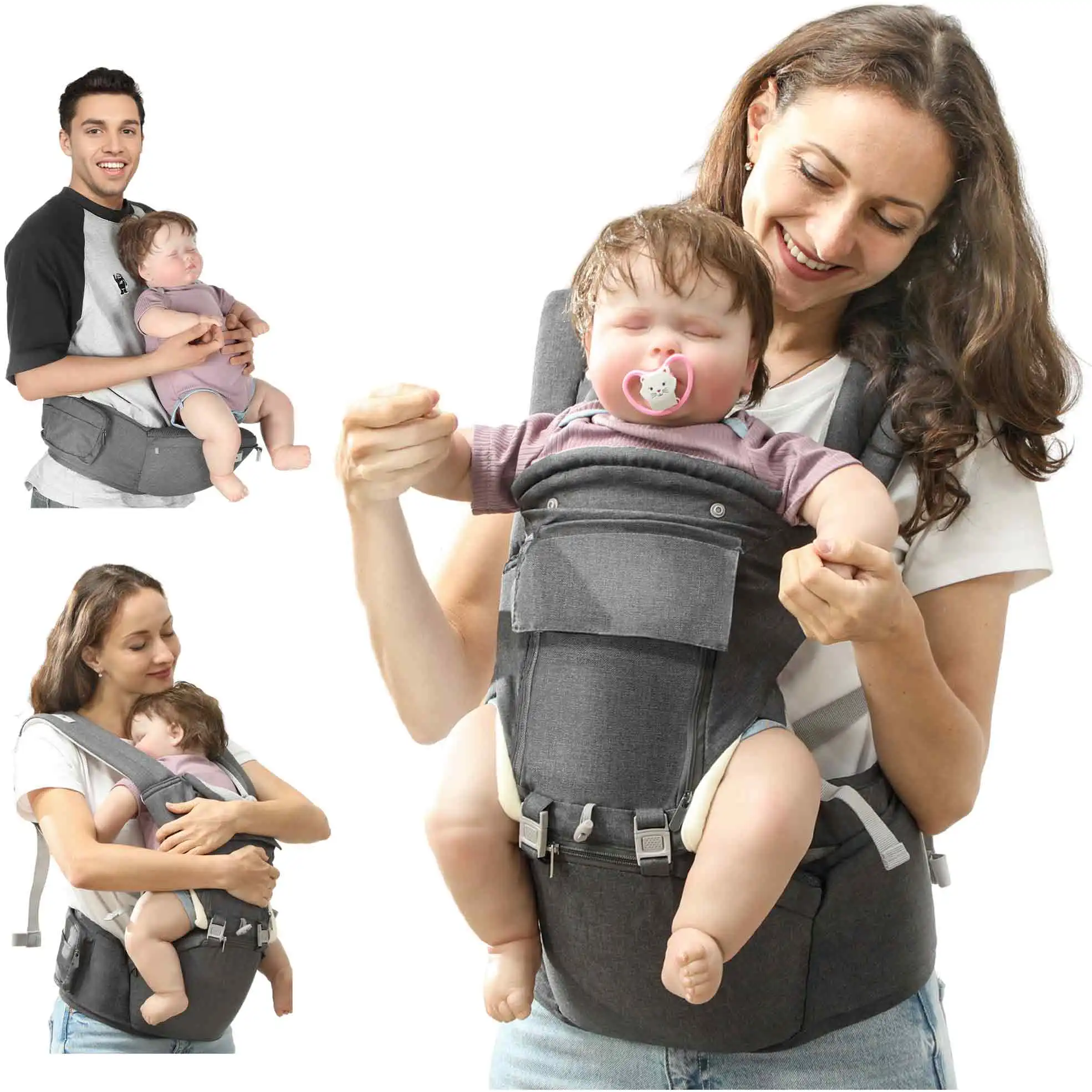 AIYAPLAY baby carrier backpack for newborn up to 36 months load 15 kg Gray