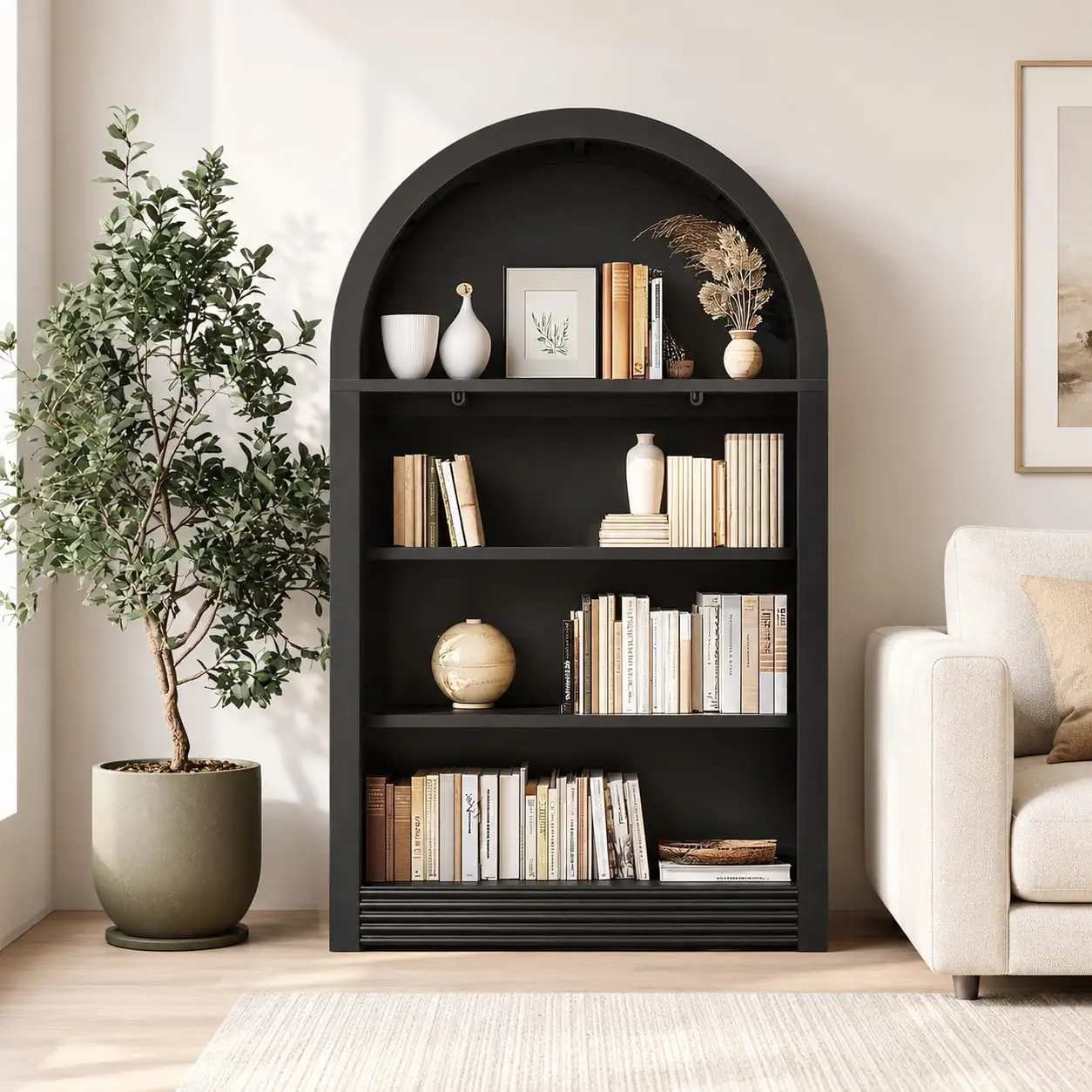 4-Tier Tall Wood Arched Bookcase 47.6