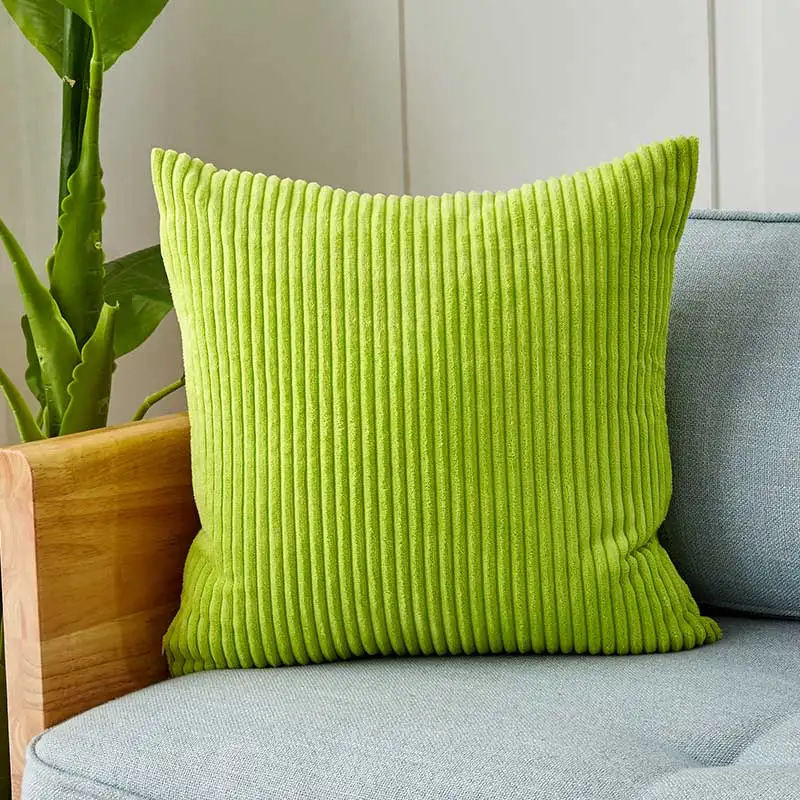 

Green Cushion Covers Super-Soft Striped Velvet Corduroy Home Decor Pillow 30x50cm 45x45cm Cover for Sofa Pillow Case