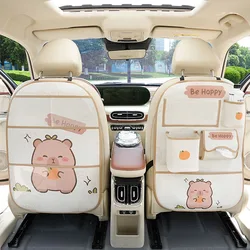 Car Seat Back Storage Bag Car Universal Leather Storage Box Creative Capybara Dirty and Wear-Resistant Car Storage Bag Supplies