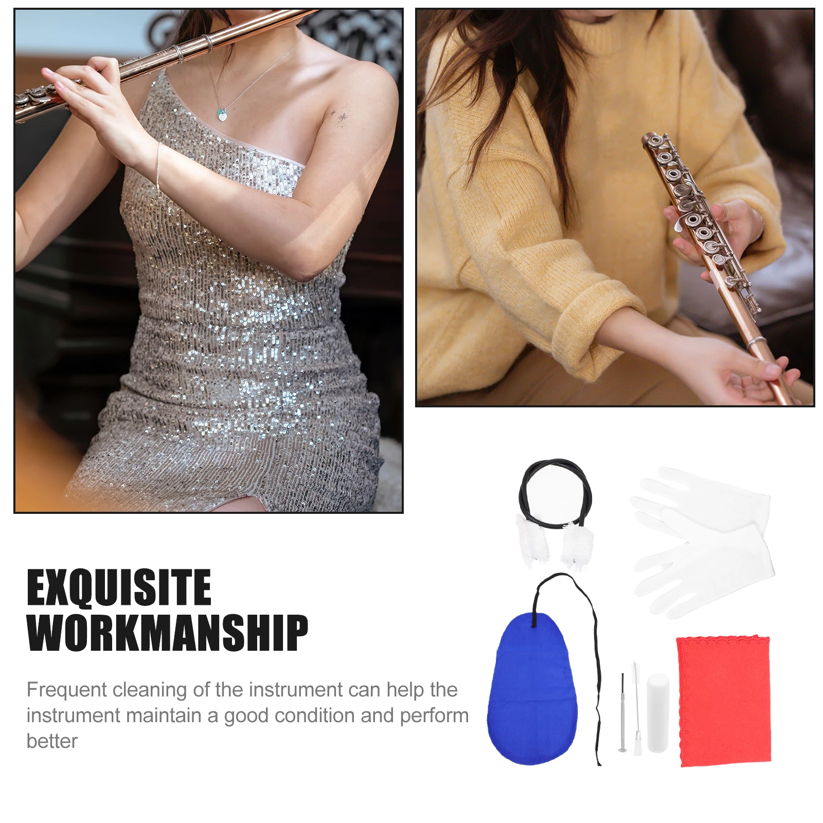 

1Set Orchestra Instruments Cleaning Tool Set Compact and Portable for Clarinet Sax Flute Wind Instrument Maintenance