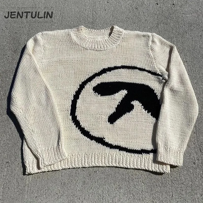 Punk Women\'s Knitted Hip Hop Streetwear Sweater Vintage Unisex Fall Winter Casual Y2k Pullover Gothic Clothes 90s Grunge Sweater