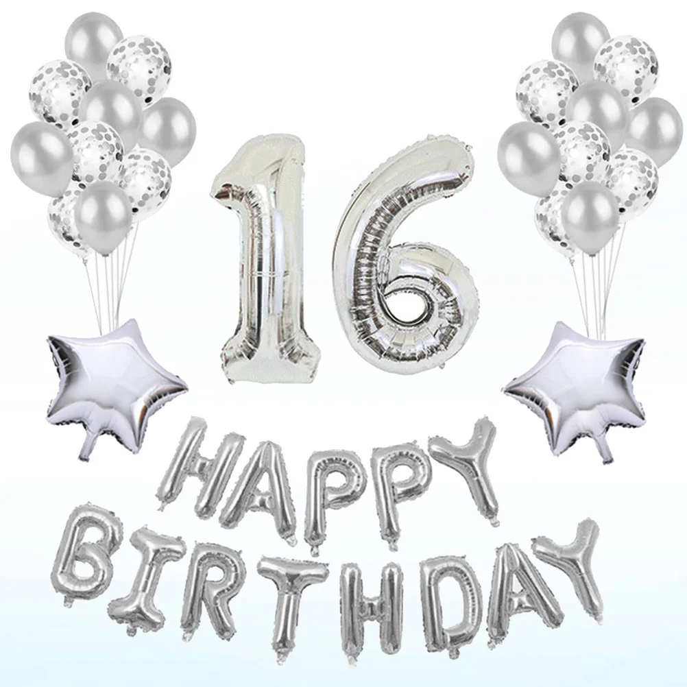 

Premium 16th Birthday Balloon Set Rose Gold Aluminum Foil Durable Beautiful Patterns Party Decorations Kids Inflatables