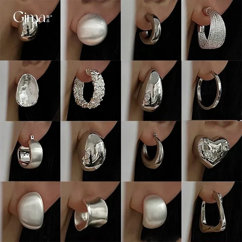 

Sterling Silver Heart Geometric Bead Earrings Minimalist Trendy Hypoallergenic Wholesale Unique Personality Ear Jewelry