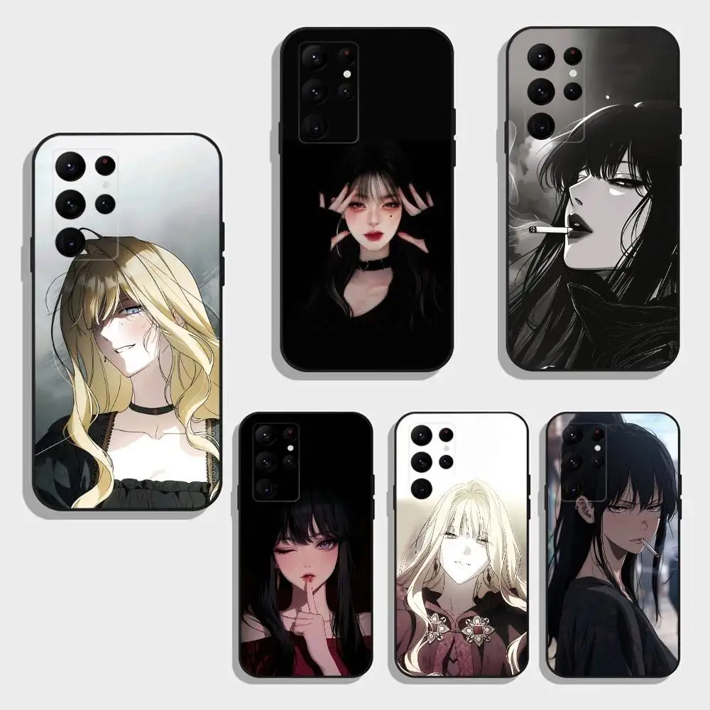 

Dark Gothic Cool-Edgy Phone Case For Samsung S26,S25,S24,S23,S22,S30,S21,Ultra,Plus,FE 5G Black Soft Cover