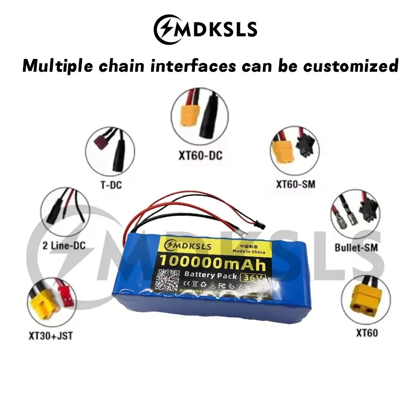 2026 New 36V 100000mAh 10S3P 18650 Battery Pack built-in 15A BMS,Electric Scooter Lithium Battery 500W Electric Scooter Battery