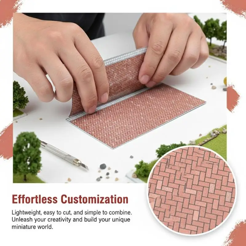 1Pcs Diy Modeling Realistic Mini ABS Brick Floor/Road For Scale Micro Landscape