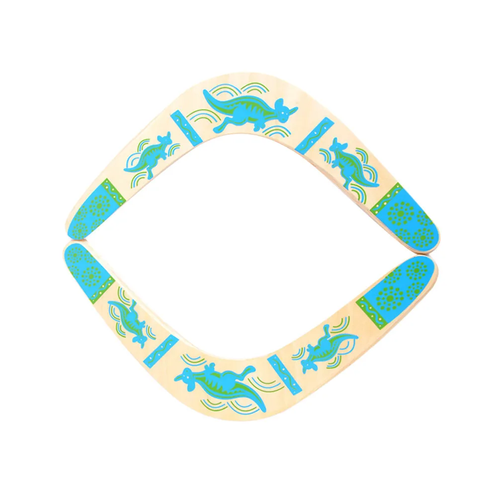 2Pcs Wooden Boomerang Outdoor Equipment Sky Blue Handmade Non Toxic Paint Real Returning Flying Sports Tool for Family Fun
