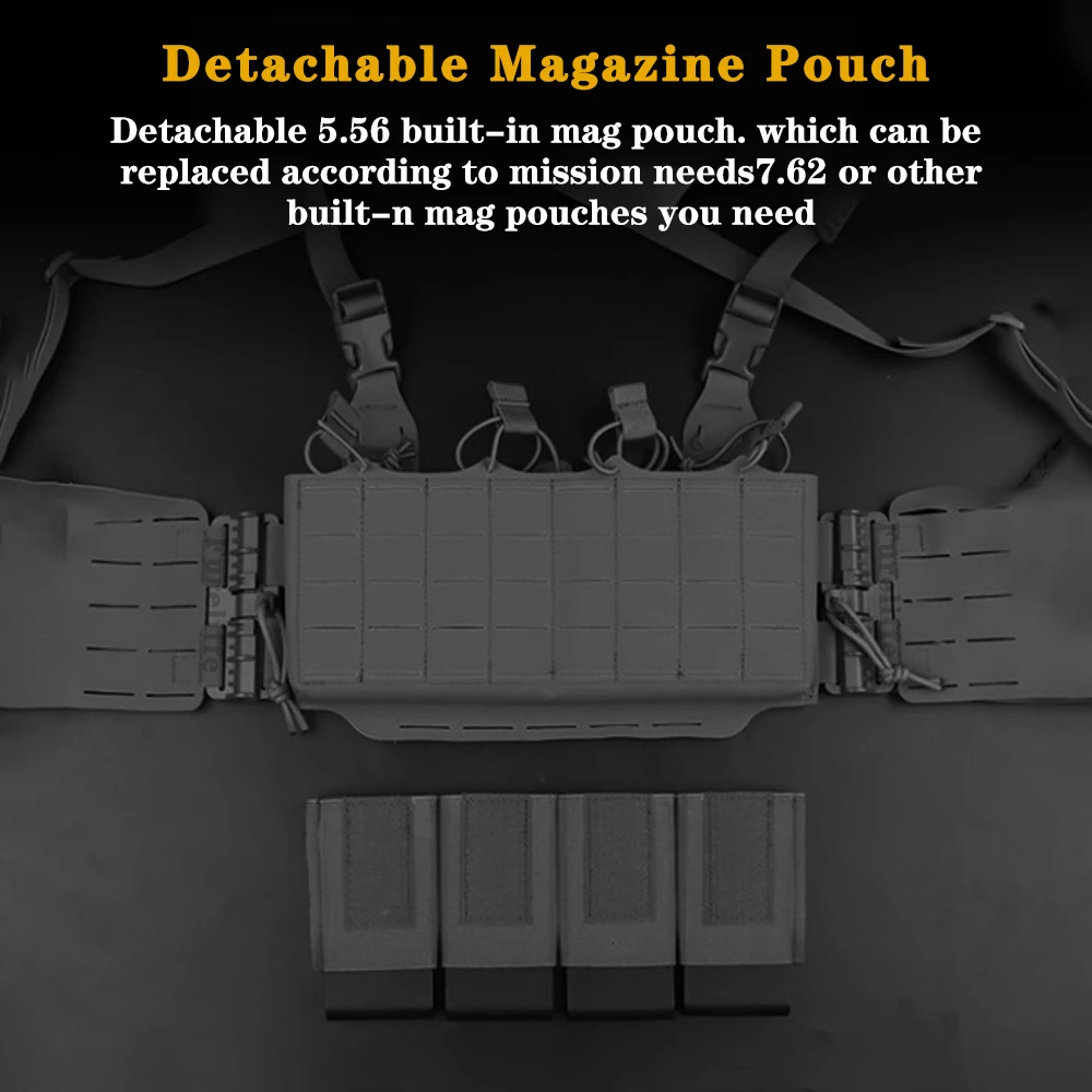 Airsoft Tactical Vest Knight Chest Rig Quick Release Built-In 5.56 Magazine Pouch Hunting Shooting Storage MOLLE Equipment