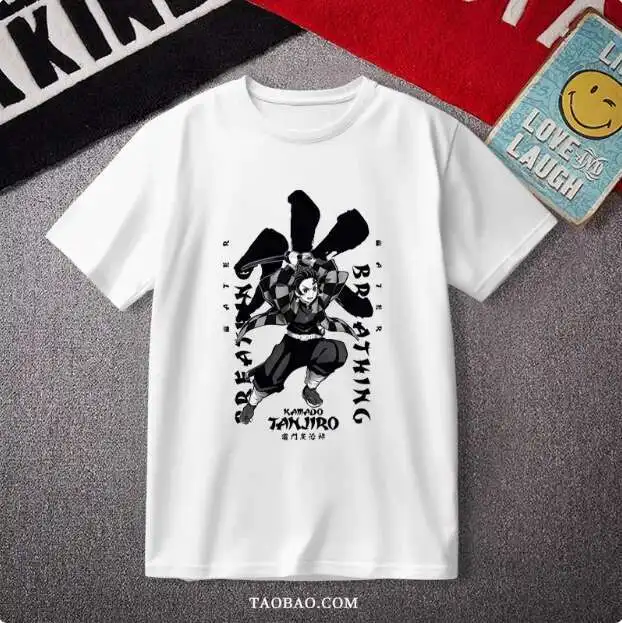 Anime Demon Slayer Tanjirou Kamado Nezuko Camiseta de manga corta verano Cosplay estudiante camisetas sueltas anime