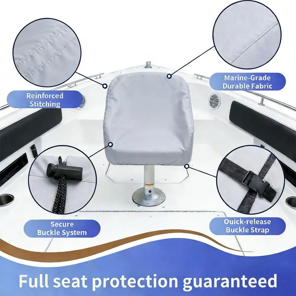 Folding Boat Seat Cover Waterproof 210D Oxford Cloth Floating Boat Chair Cover Weather Resistant Heavy Duty Fishing Chair Covers