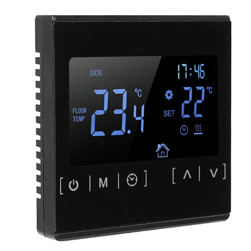 

LCD Touchscreen Thermostat Programmable Electric Floor Heating System Thermoregulator AC 85-250V(Black)