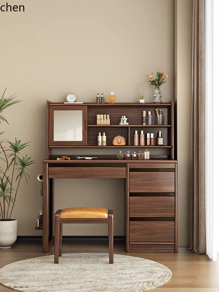 

QZT solid wood makeup table bedroom dresser shelf household desk chair