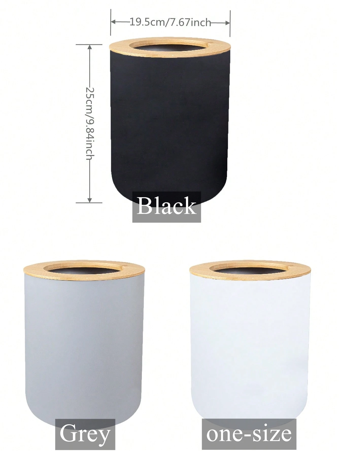 Black Plastic Trash Bin Modern Waste Garbage Can for Kitchen Bathroom Workspace Creative Storage Box Toilet Home White Grey