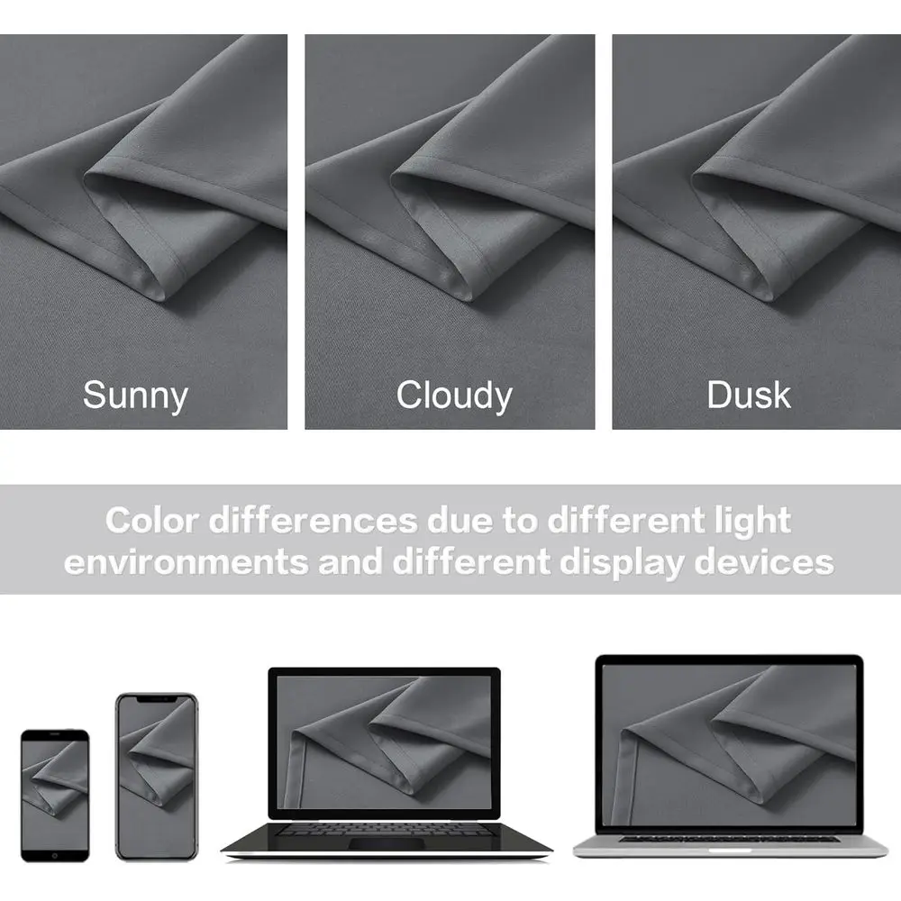 120 Inch Grey Thermal Insulated Blackout Curtains with Back Tab and Rod Pocket, 52x120, 2-Panel Set