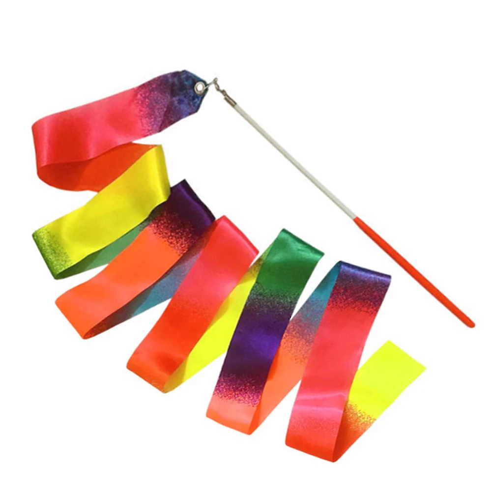 2 متر أشرطة الجمباز الملونة مع مقبض أشرطة الصالة الرياضية الملونة العيينة المعدنية أشرطة التدوير الفنية لزينة عطلة