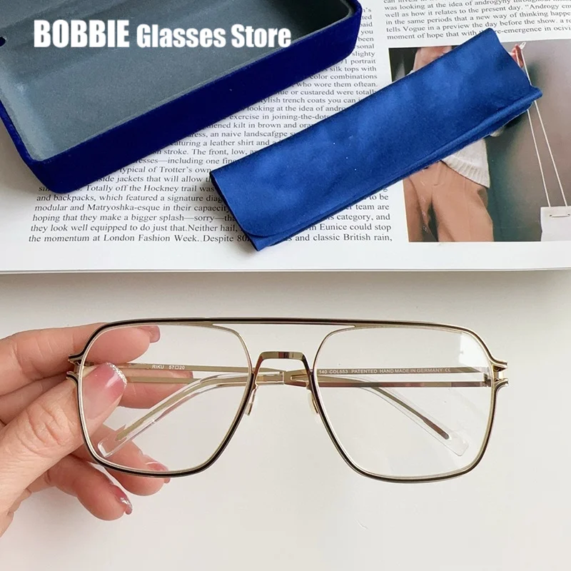 Germany Brand Design Screwless Glasses Frame Titanium Ultralight Square Large Fashion Men Optical Prescription Eyeglasses RIKU