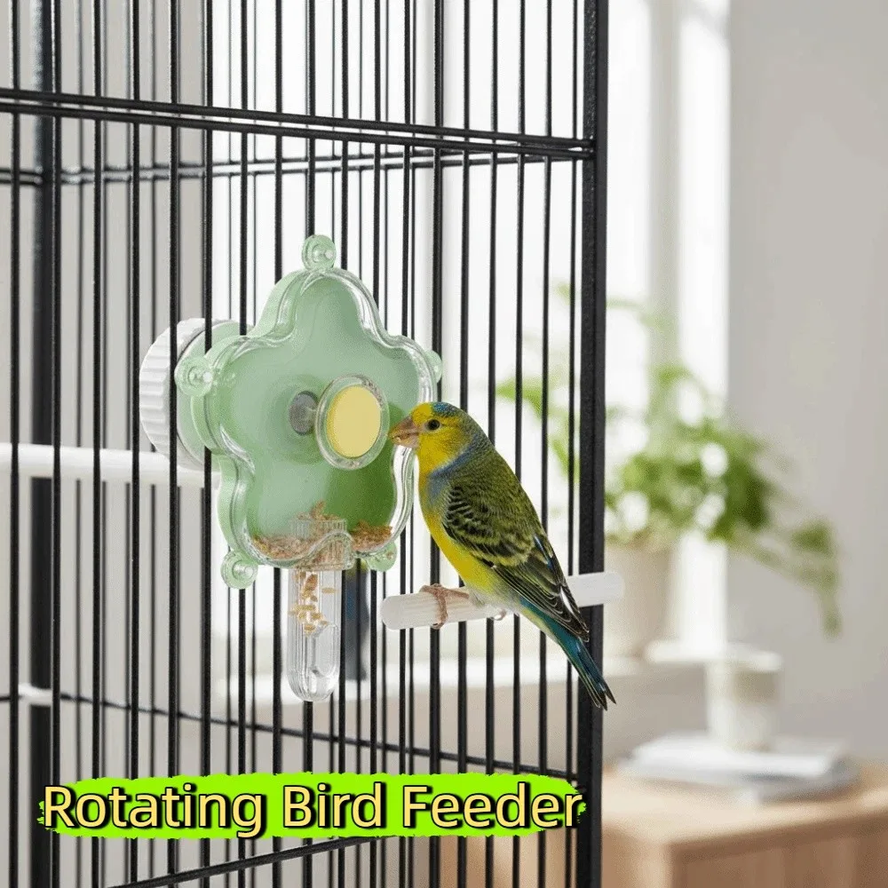

Bird Cage Accessory Flowers Shape Rotating Bird Feeder Adjustable Gnawing Function Parrot Plastic Bird Foraging Bird Cage Use