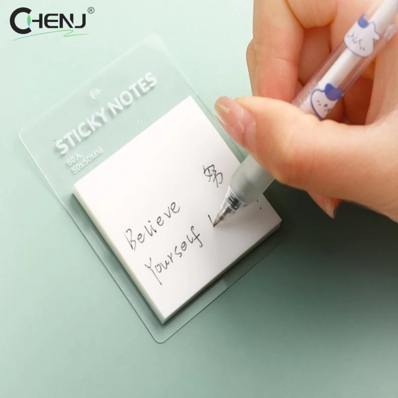 Imagem -02 - Transparente Sticky Notes Impermeável Colorido Clear Memo Pad Postou it Memo Auto-adesivo Message Reminder Escritório Escola 50sheets