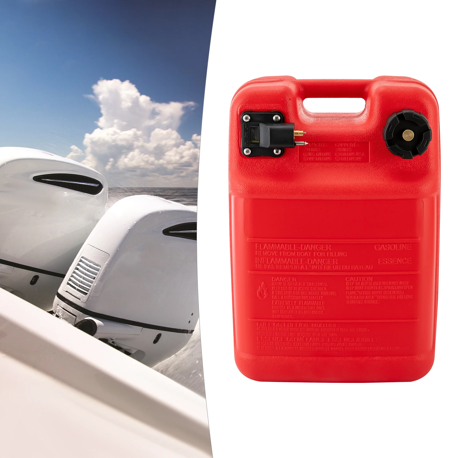 

24л/6,34 галлона подвесной лодочный мотор бензобак портативный внешний морской топливный бак