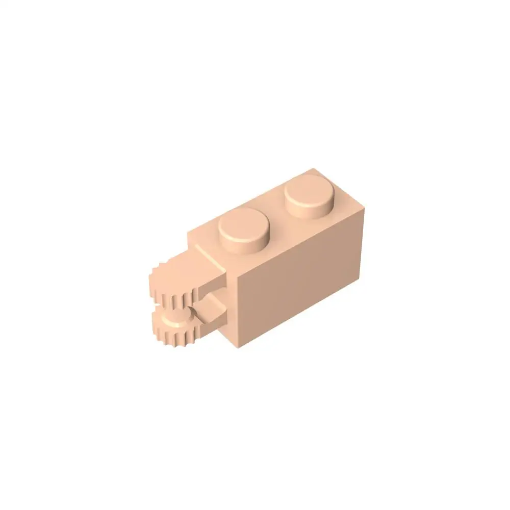 Gobricks 1 pièces brique de charnière MOC 1x2 verrouillage avec 2 doigts extrémité horizontale 9 dents Compatible avec les pièces de brique modèle 30540 54672