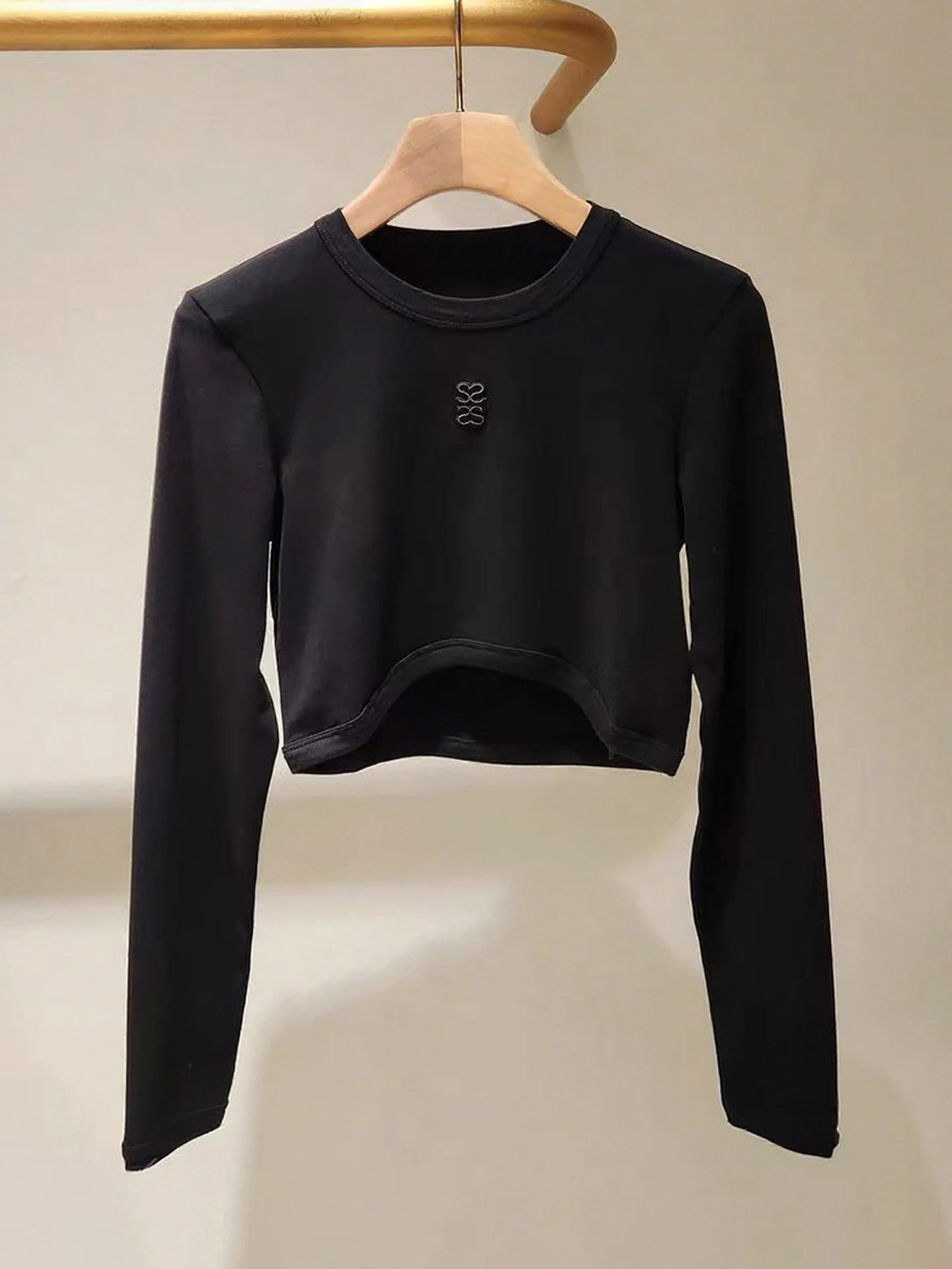 

S Home South Oil High End Women's ort Knitted Top T-irt Waist Irregular Casual Sle Autumn 2025 Ladies' Faion