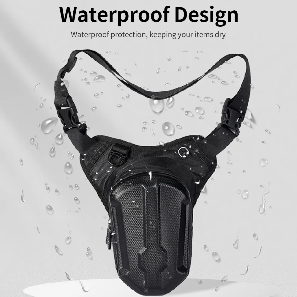 Aumotop Hard Shell Drop Leg Bag Motorcycle Waterproof Waist Pack for Motorcycle Riding Hiking Fishing Men Women