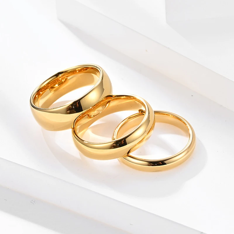 NUOBING Simple 2/4/6mm Stainless Steel Wedding Rings Golden Smooth Women Men Couple Ring Fashion Charm Jewelry Gift