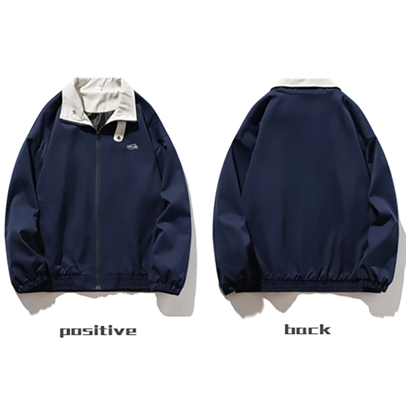 الخريف التلبيب ملابس العمل سترة الرجال سستة معطف واقٍ من المطر سترة واقية خمر المتضخم اليابانية موضة Harajuku الشارع الشهير سترة #4