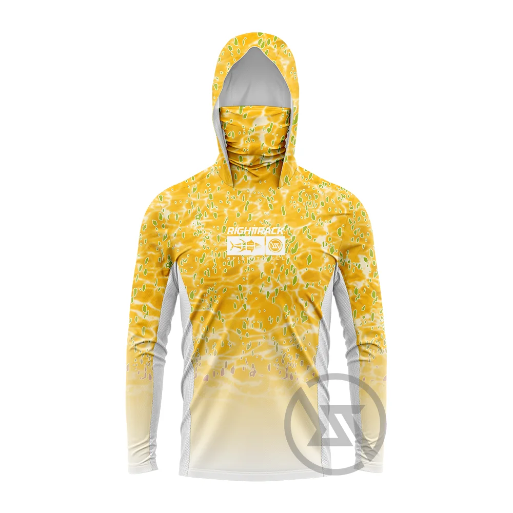 HotSale RIGHTTRACK Mask Hoodies Fishing Clothing UPF50+ UV Camouflage Hunting Climbing Camping Hiking Breathable Outdoor Apparel