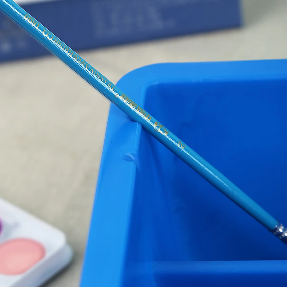 

Blue Plastic Multi-Functional Brush Washer Square Bucket Portable for Home School Art Supplies Painting Brushes