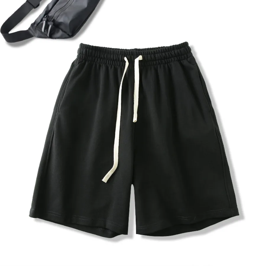 

Men's casual shorts for autumn loose fit sporty solid color pure cotton five quarter pants