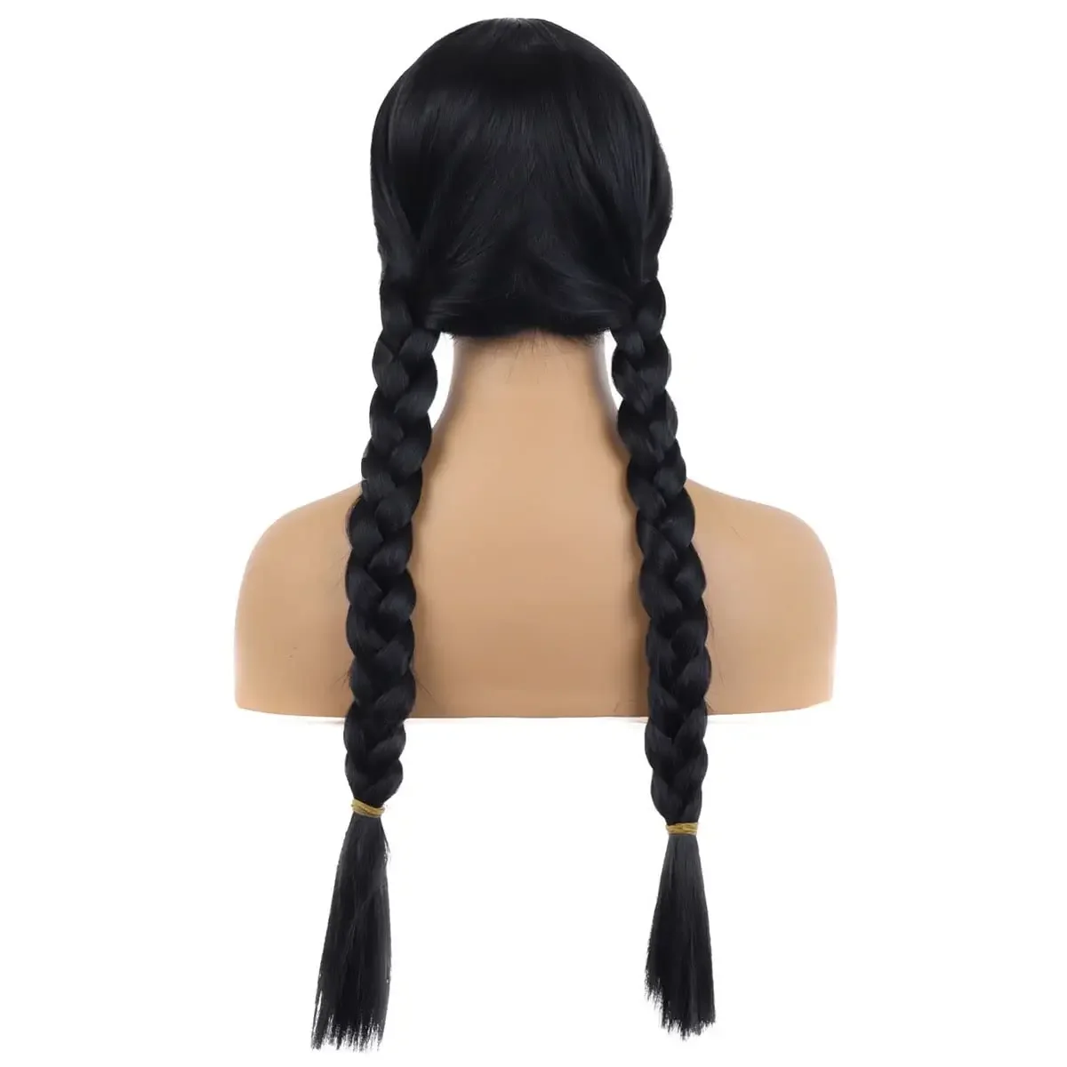 Czarna pleciona peruka Część środkowa Długa prosta czarna peruka z dwiema warkoczami Damska czarna rodzinna peruka do kostiumu cosplay