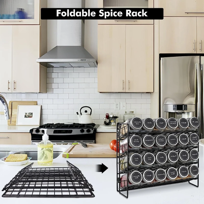 

Mild Steel Pliable Seasoning Rack with Multiple Storage Blankets Not Slip Base Simple for Kitchen Counter Organization best sale