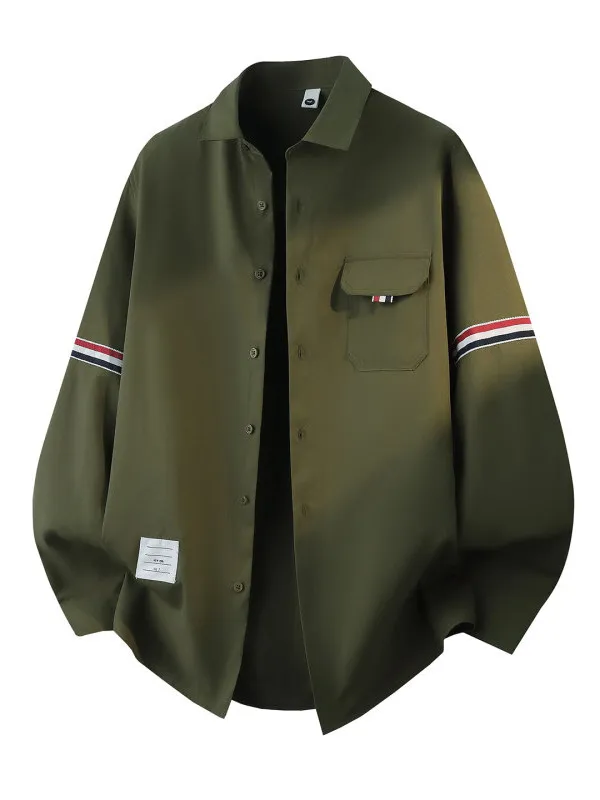 

Woven Belt irt for Men Spring New Sle Casual Long Sve Collared No Ironing Busin Casual Striped Pattern