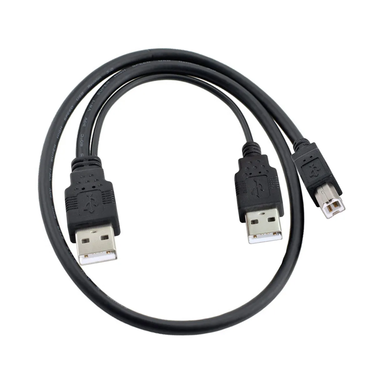 Zihan Dual USB 2.0 Male to Standard B Male Y Cable 80cm for Printer & Scanner & External Hard Disk Drive