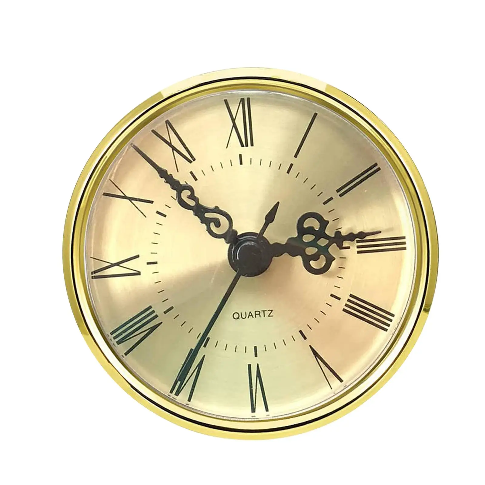 TQH Clock Insert Mechanism Repair Replacement Roman Number Round Head Gold Bezel DIY Mini Classic