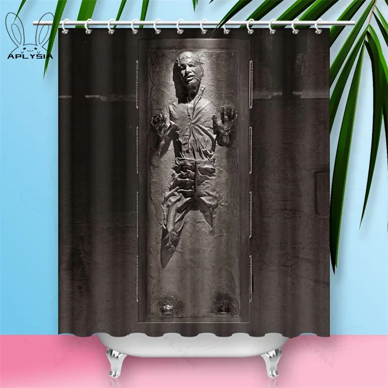 Vintage The Empire Strikes Back Han Solo in Carbonite 3D Shower Curtain Alien Robot Struggling to Escape Wall Fabric Curtains