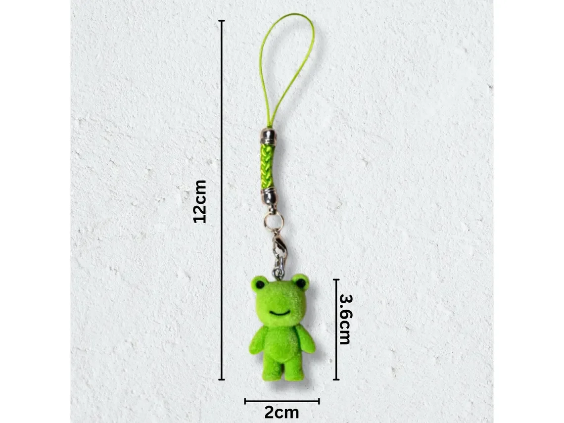 Frog mobile phone pendant mini frog green velvet velvet, mobile phone lanyard, keychain, car keychain, bag pendant