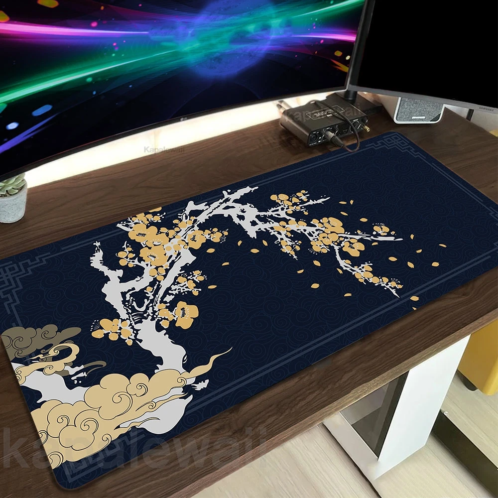 

Cherry Blossm Large Gaming Mousepad Non-Slip Game Sakura Mouse Pad Locking Edge Mouse Mat Gamer Speed Desk Mat 100x50cm XXL