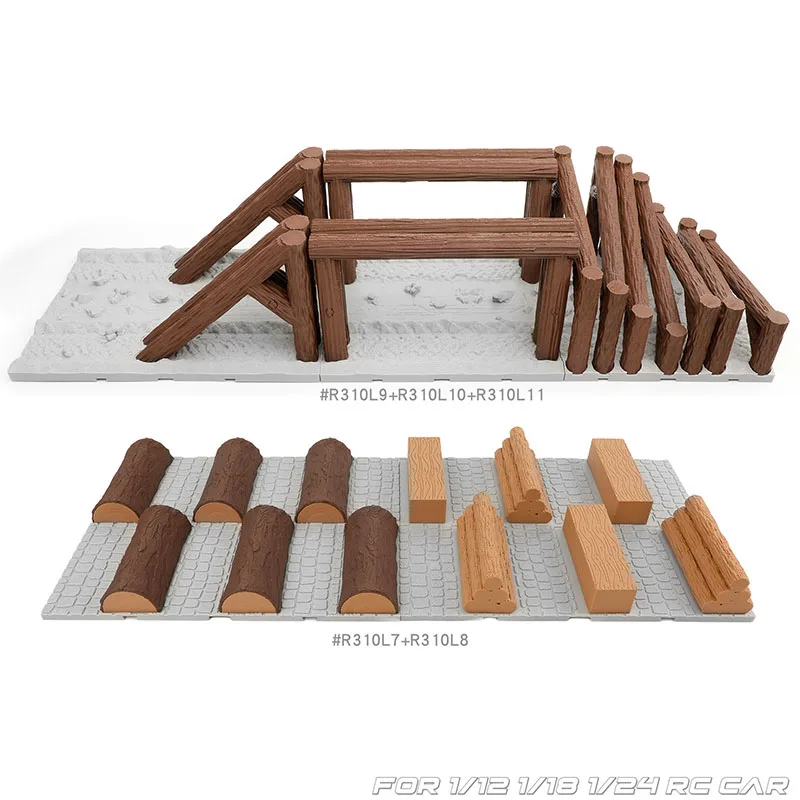 Simulated Wooden Pile Roadblocks Track Climbing Car Obstacles Unlimited Splicing for 1/10 1/12 1/18 1/24 RC Crawler Car Traxxas view 4