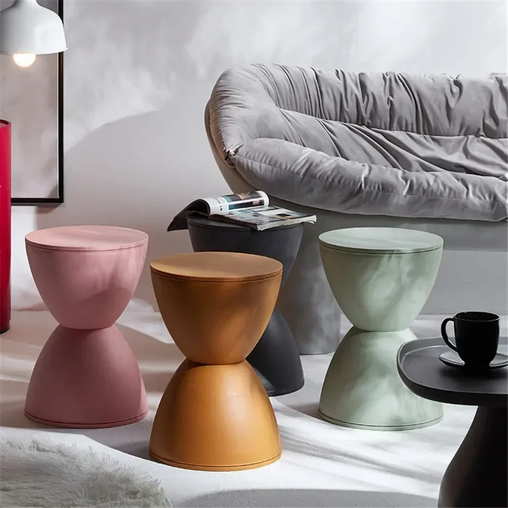 Nordic Modern Living Room Thickened hourglass Round Household Casual Simple apartment BBQ Low Stool Prince Stool Creative Shoe